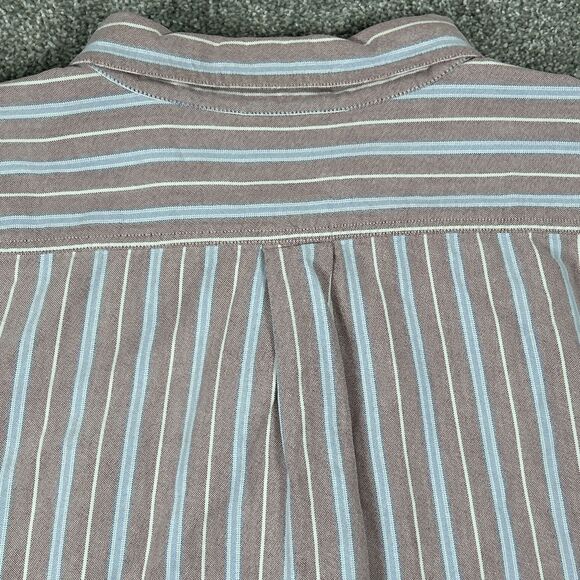 L.L. Bean Button Down Dress Shirt Men's Size 2XLT Red Blue Striped Long Sleeve - Picture 12 of 13